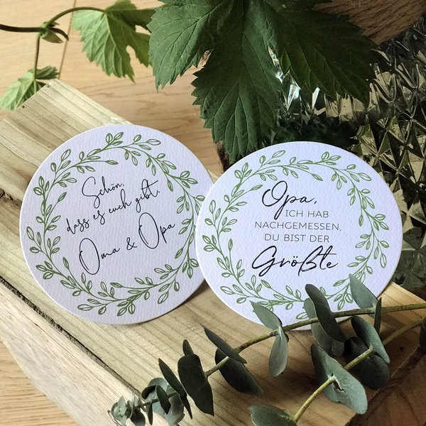 Anhänger, Aufsatzkärtchen aus der Serie grüne Zweige "Schön dass es euch gibt Oma & Opa"
