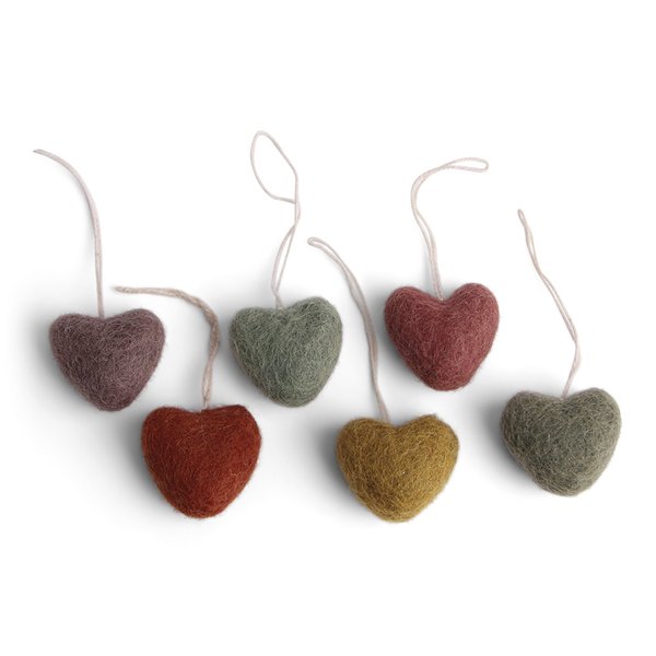 Filzherzen - Mini Hearts bunt – 6er Set - NEPAL FAIRTRADE handmade