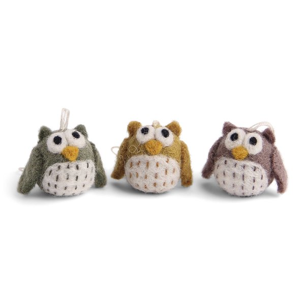 Filzeulen - Mini Eulen mini owls – 3er Set - NEPAL FAIRTRADE handmade