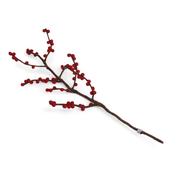 Filzzweig - Branch with red berries - NEPAL FAIRTRADE handmade